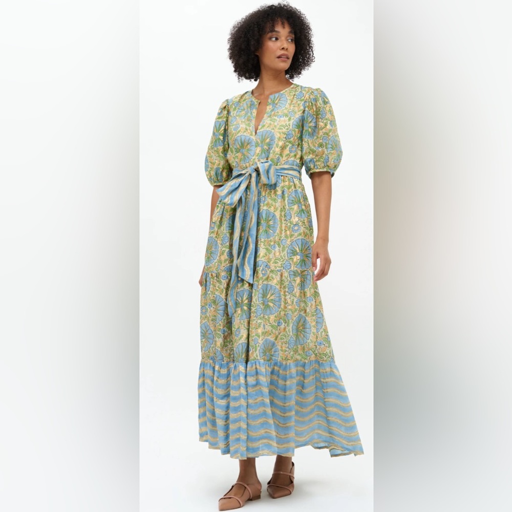 OLIPHANT PUFF SLEEVE MAXI- ANKARA BLUE